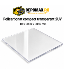 Policarbonat compact transparent 2UV 10 x 2050 x 3050 mm